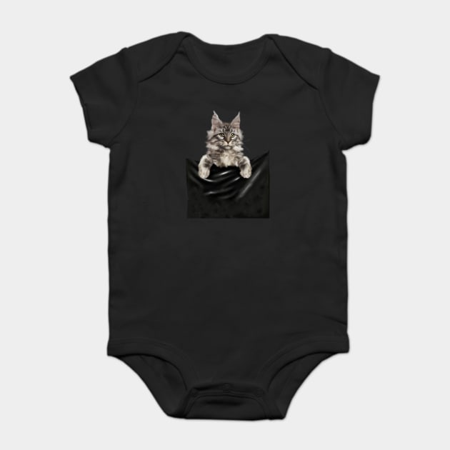Main Coon Cat, Main Coon inside Pocket Baby Bodysuit by logiamerch